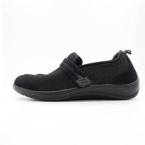 Orthofeet Quincy Black Fabric Comfort Sneakers w/ High Arch Insoles - 9 M